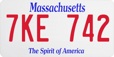 MA license plate 7KE742