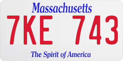 MA license plate 7KE743