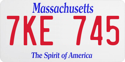 MA license plate 7KE745