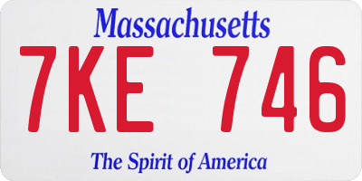 MA license plate 7KE746