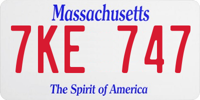 MA license plate 7KE747