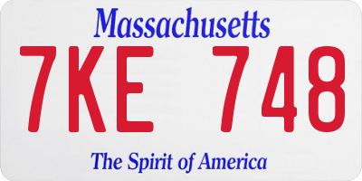 MA license plate 7KE748