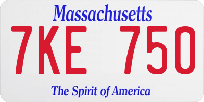 MA license plate 7KE750