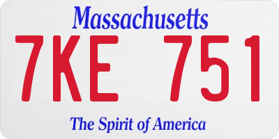 MA license plate 7KE751