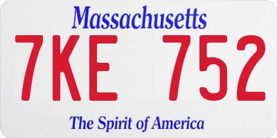 MA license plate 7KE752