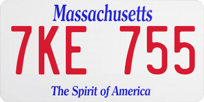 MA license plate 7KE755