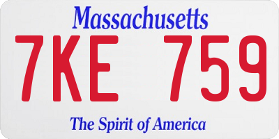 MA license plate 7KE759