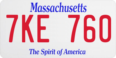 MA license plate 7KE760