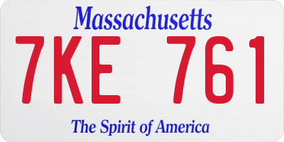 MA license plate 7KE761