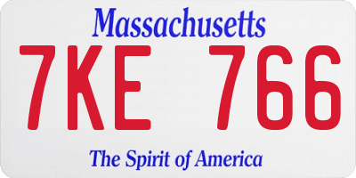 MA license plate 7KE766