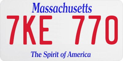 MA license plate 7KE770