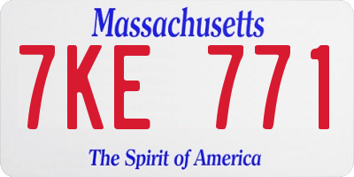 MA license plate 7KE771
