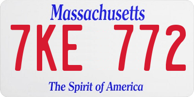 MA license plate 7KE772