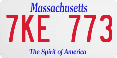 MA license plate 7KE773