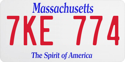 MA license plate 7KE774
