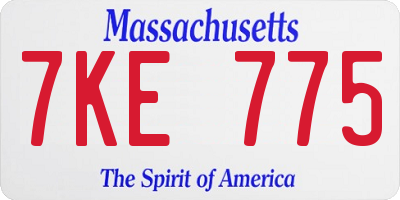 MA license plate 7KE775