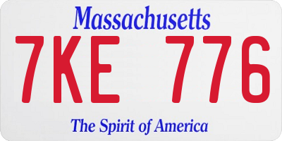MA license plate 7KE776