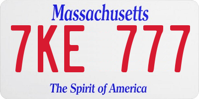 MA license plate 7KE777