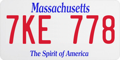 MA license plate 7KE778