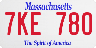 MA license plate 7KE780