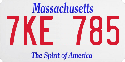 MA license plate 7KE785