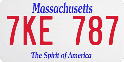 MA license plate 7KE787