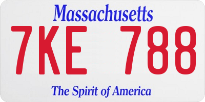 MA license plate 7KE788