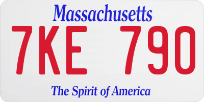 MA license plate 7KE790
