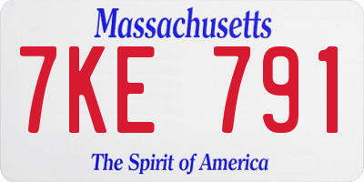 MA license plate 7KE791
