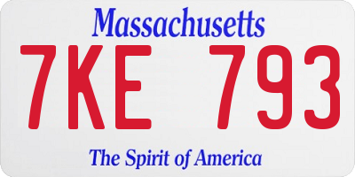MA license plate 7KE793