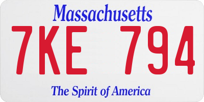 MA license plate 7KE794
