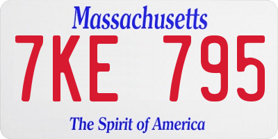 MA license plate 7KE795