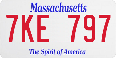 MA license plate 7KE797