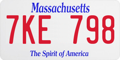 MA license plate 7KE798