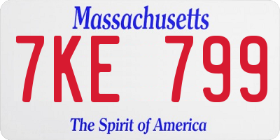 MA license plate 7KE799