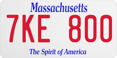 MA license plate 7KE800