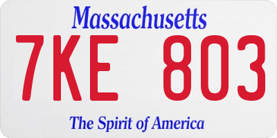 MA license plate 7KE803