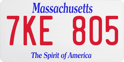 MA license plate 7KE805