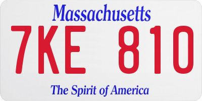 MA license plate 7KE810