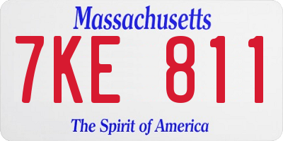 MA license plate 7KE811