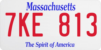 MA license plate 7KE813
