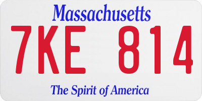 MA license plate 7KE814