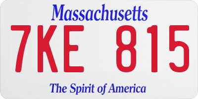 MA license plate 7KE815