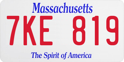 MA license plate 7KE819