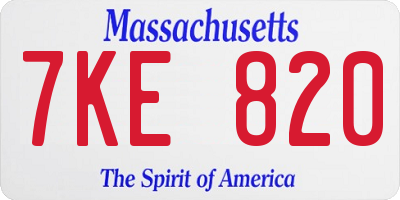 MA license plate 7KE820