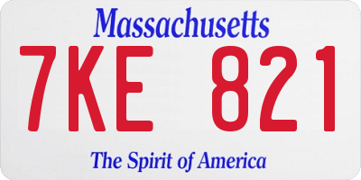 MA license plate 7KE821
