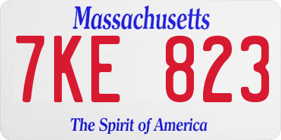 MA license plate 7KE823