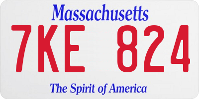 MA license plate 7KE824