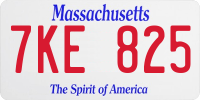 MA license plate 7KE825