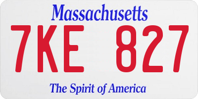 MA license plate 7KE827